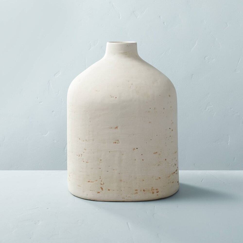 12" Distressed Ceramic Vase Natural‎ Cream - Hearth & Hand Magnolia Target